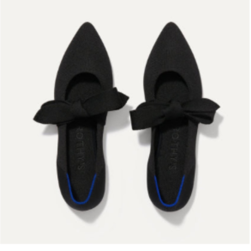 Rothy’s Mary Jane Bow Pointed Flat in Black
